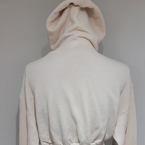 Reebok Women's Casual Cropped Hoodie Sweatshirt XS Cream Athleisure Sporty NEW - Picture 7 of 15